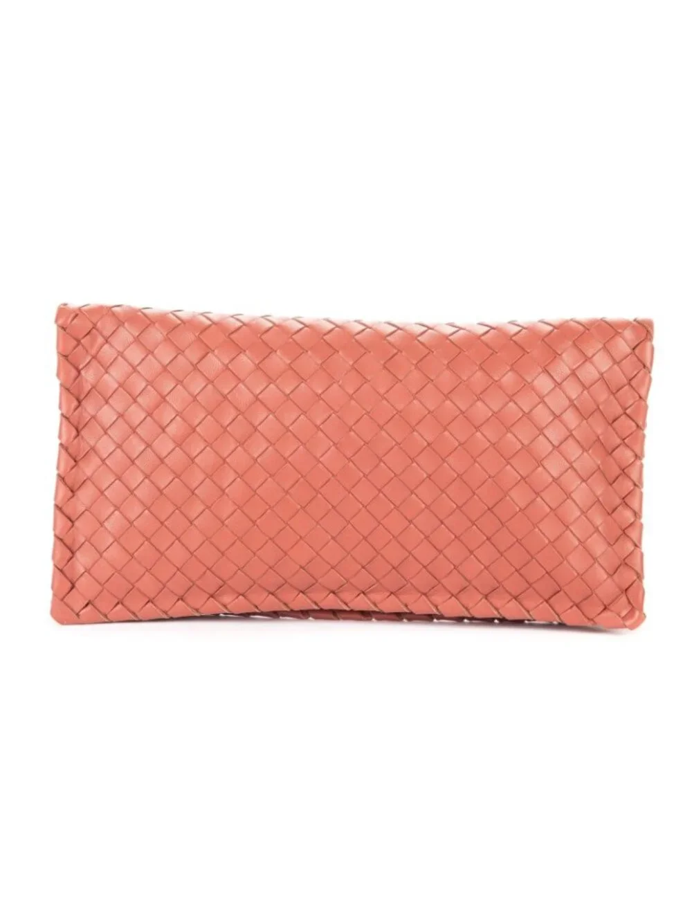 Bottega Venetaturn Lock Clutch Brown Intrecciato Calfskin Leathera